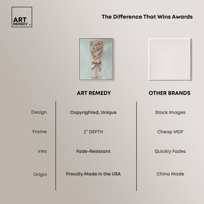 Champagne Glass Bow Canvas by Art Remedy