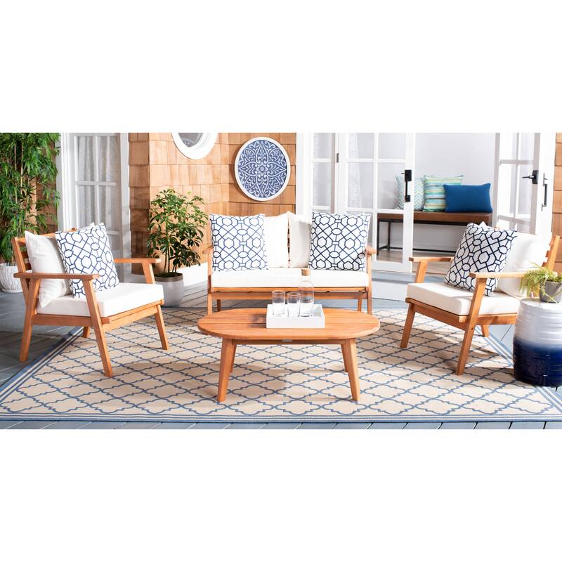 SAFAVIEH Outdoor Deacon 4-piece Conversation Patio Set. - 49" W x 30" D x 31" H