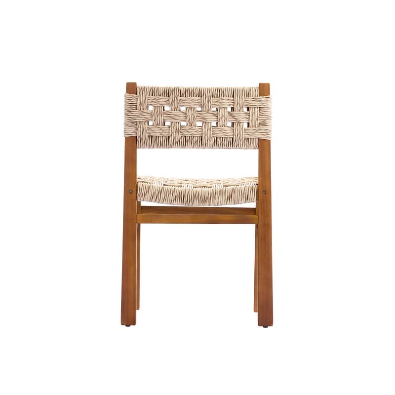 Christopher Knight Home - Orelia 7-Piece Outdoor Acacia Wood Dining Set with Woven Wicker Chairs & 68.5" Rectangular Slat Table