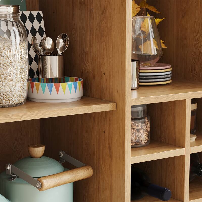 Sideboard Cabinet with Storage, 34 Inch Wine Bar Cabinet with Wine Racks, Buffet Cabinets for Home, Living Room