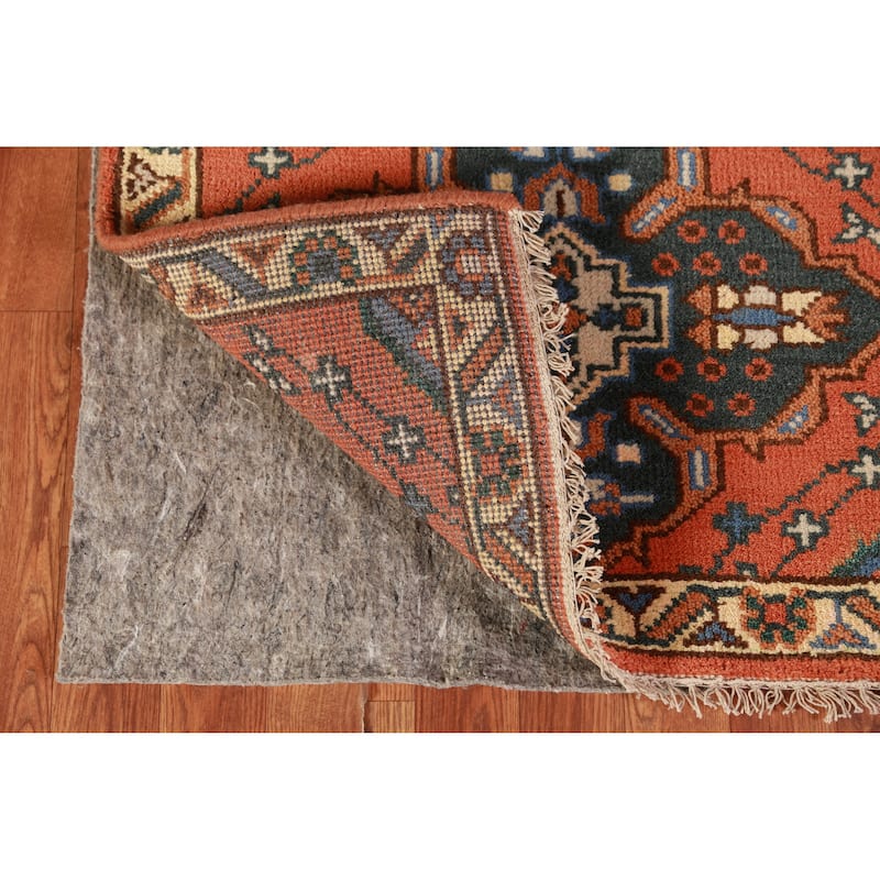 Hand Knotted Oriental 100% Wool Carpet Traditional Geometric Oranges & Rust Kazak Runner Rug - 9' 10'' X 2' 7''