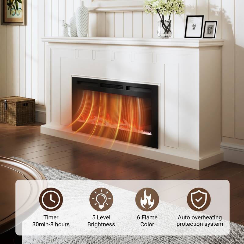 Clihome 30-72Inch Recessed Wall-mounted w/ RC (1500W) Electric Fireplace
