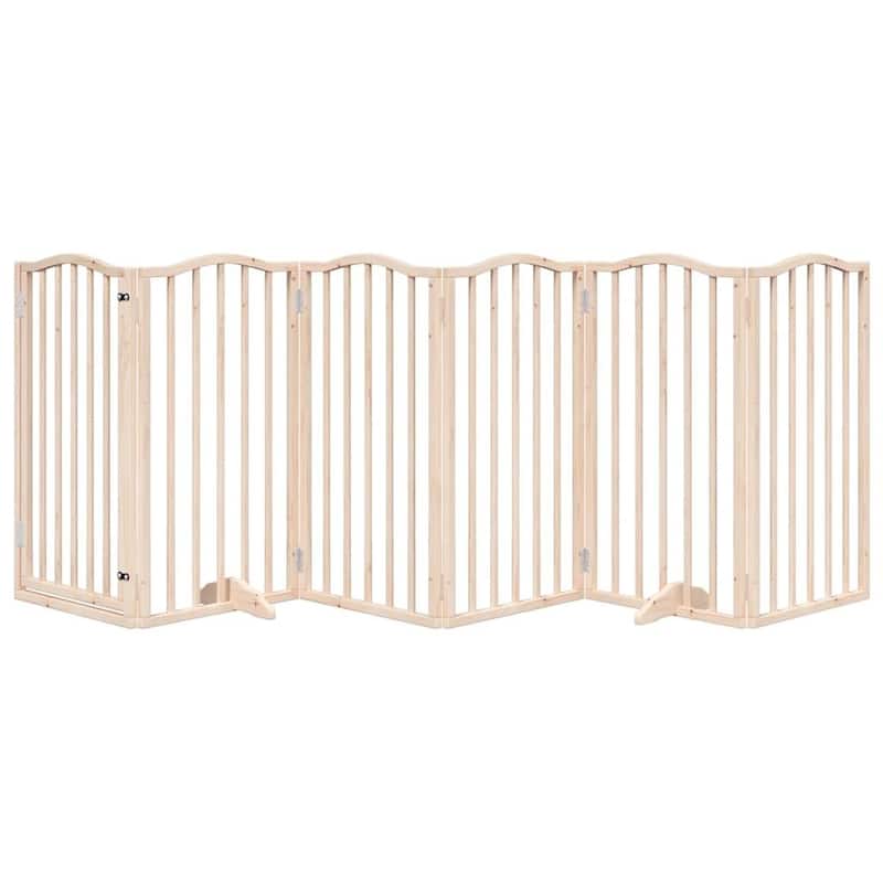 vidaXL Dog Gate Set of 6 Natural Poplar Poplar wood - 35.4 x 118.1 x 0.8