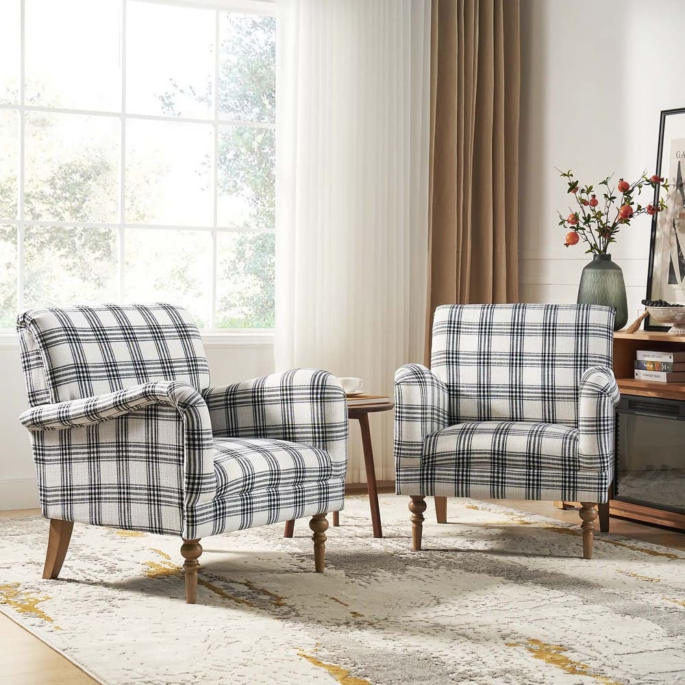 Mandan 29.5" Wide Traditional Accent Armchair with Solid Wood Legs Set of 2 by HULALA HOME