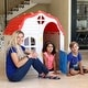 preview thumbnail 3 of 10, Costway Kids Cottage Playhouse Foldable Plastic Play House Indoor - White, Red & Blue