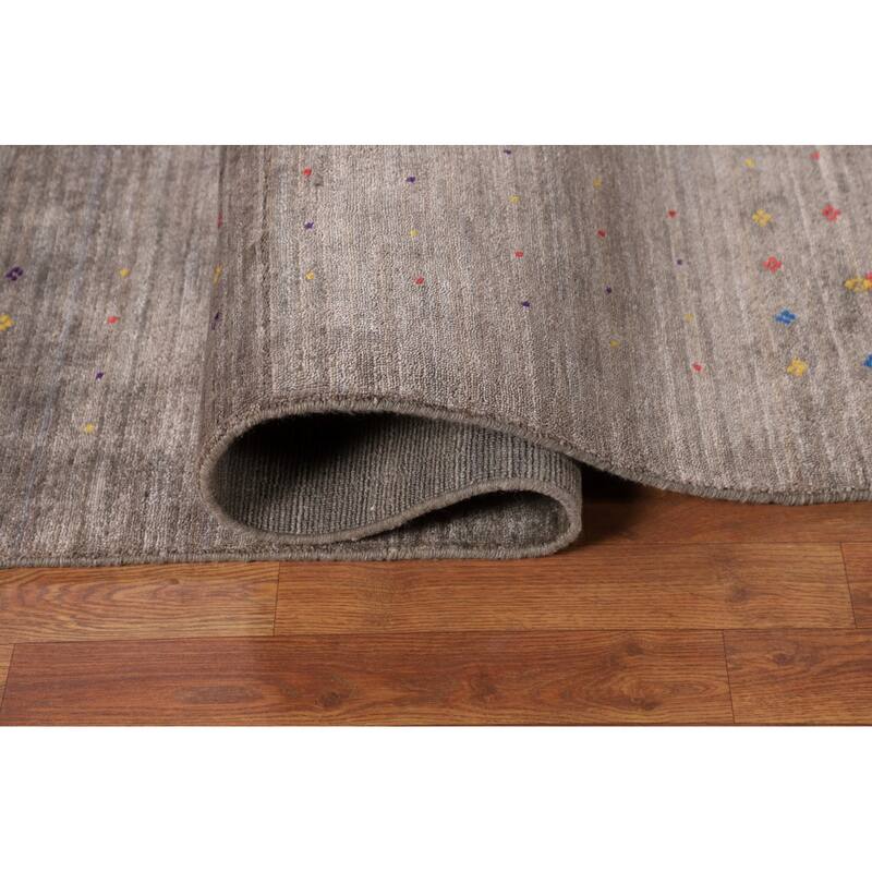 Earth Tone Gabbeh Square Area Rug Silk Carpet - 10'1" X 9'10"