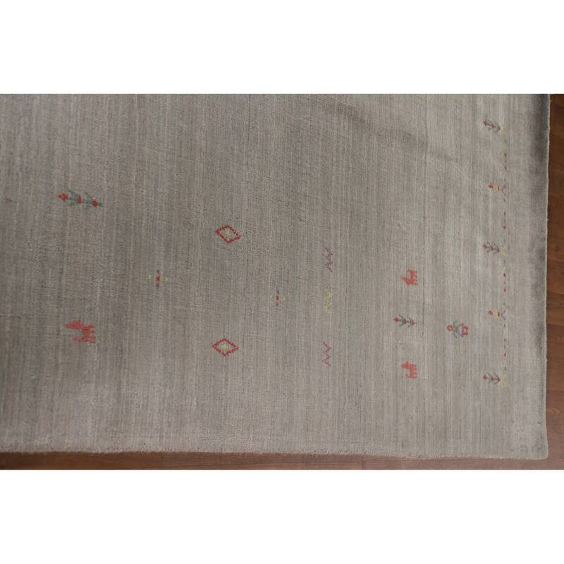 Striped Gabbeh Square Area Rug Handmade Wool Carpet - 9'8"x 9'8"