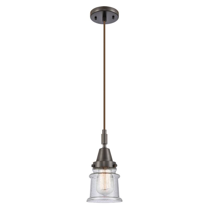 Innovations Lighting Downtown Urban - Caden Canton - 1 Light 5" Cord Hung Mini Pendant - Oil Rubbed Bronze/Seedy Shade
