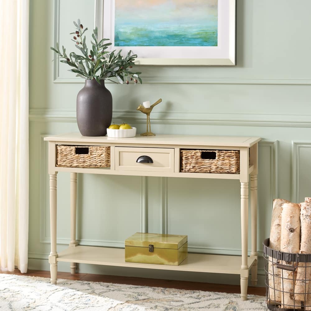 SAFAVIEH Evalena Distressed Black Console Storage Table - 44.5" x 13.4" x 31.5" - 45"W x 13"D x 32"H