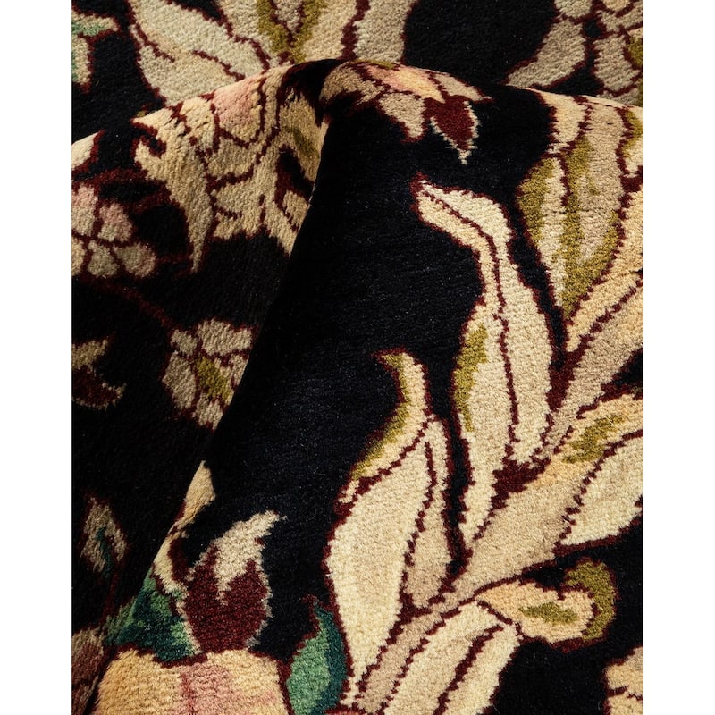 Overton Hand Knotted Wool Vintage Inspired Traditional Mogul Black Area Rug - 12' 1" x 18' 1"