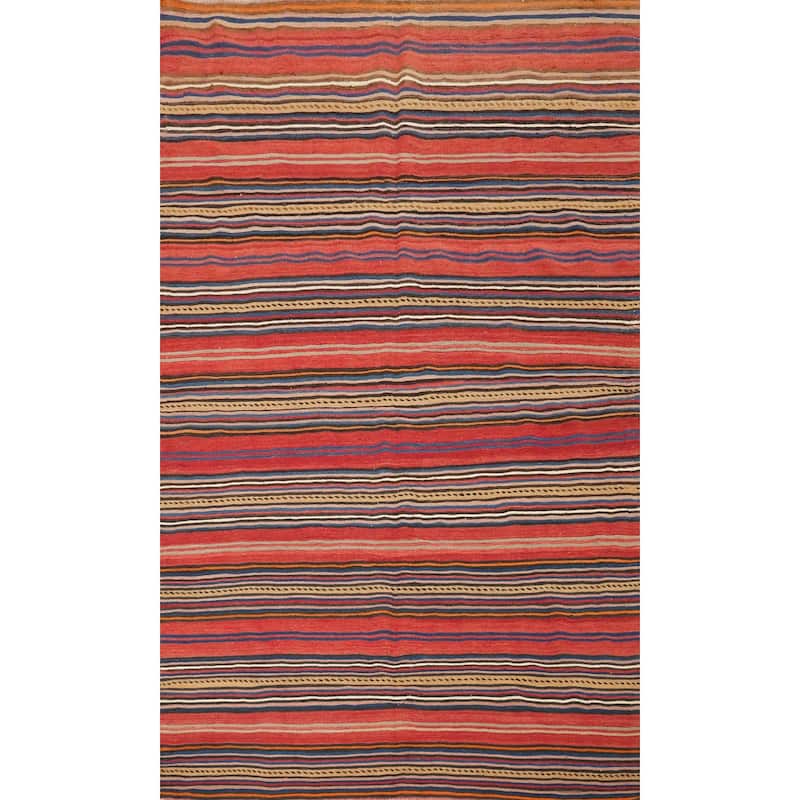 Hand Woven Oriental 100% Wool Carpet Southwestern Geometric Oranges & Rust Kilim Area Rug - 7' 11'' X 5' 2''