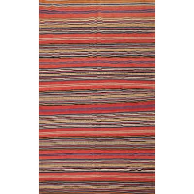 Hand Woven Oriental 100% Wool Carpet Southwestern Geometric Oranges & Rust Kilim Area Rug - 7' 11'' X 5' 2''