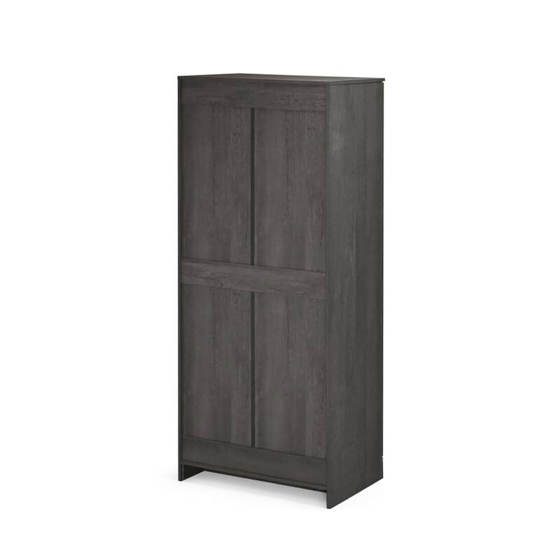2-Door Wardrobe with Hanging Rods and Shelves - Spacious Bedroom Armoire Clothes Storage Cabinet, Folding Area and Hanging Area