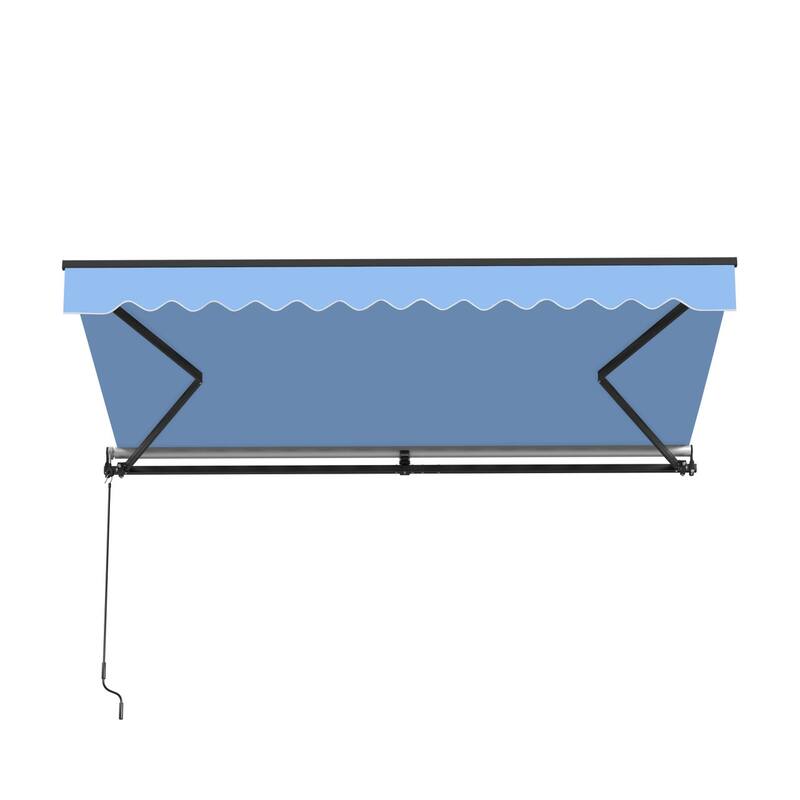 ALEKO Caribbean Motorized Retractable Patio Awning - Black Frame - Sky Blue - 10 x 8 Feet