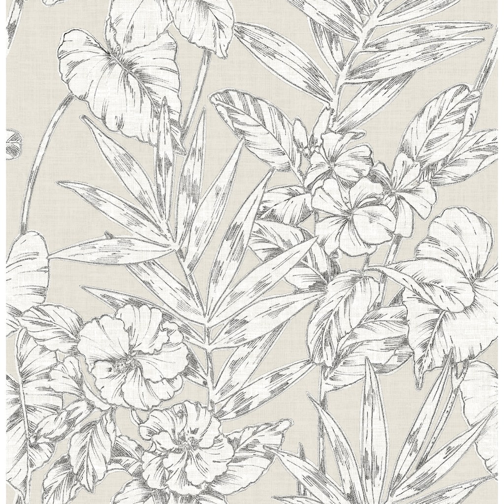 A-Street Prints Fiji Beige Floral Wallpaper