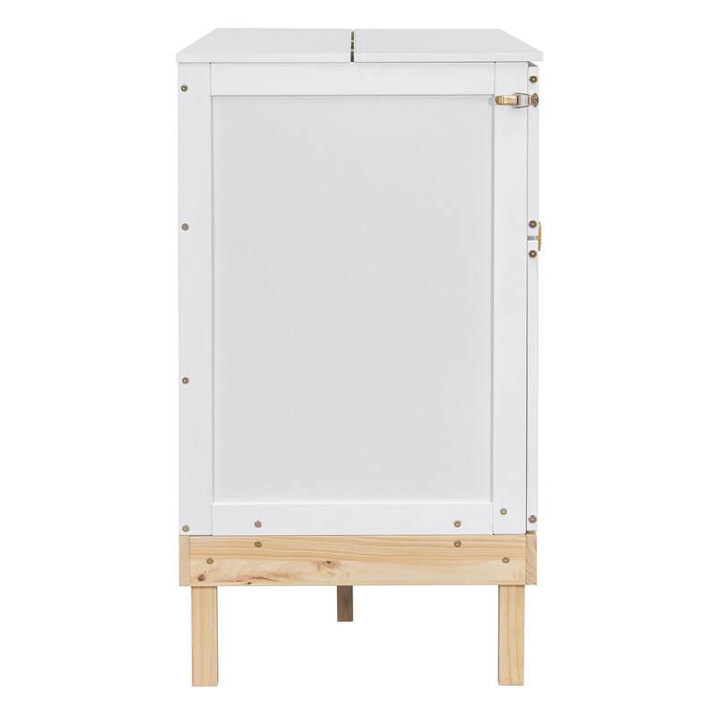 Space-Saving Queen Size Murphy Bed in White/Gray with Sturdy Pine Wood and MDF Construction