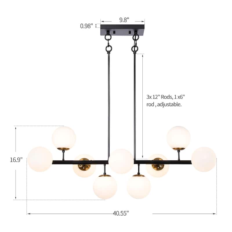 White Sphere Pendant Lighting for Kitchen Island, Futuristic Orb Globes (Black or Gold) - N/A