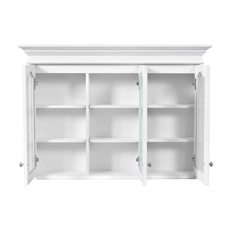 40" Medicine Cabinet with Mirror, Wall Mounted Bathroom Storage Cabinet with Mirror Door, Glass Door and Adjustable Shelves