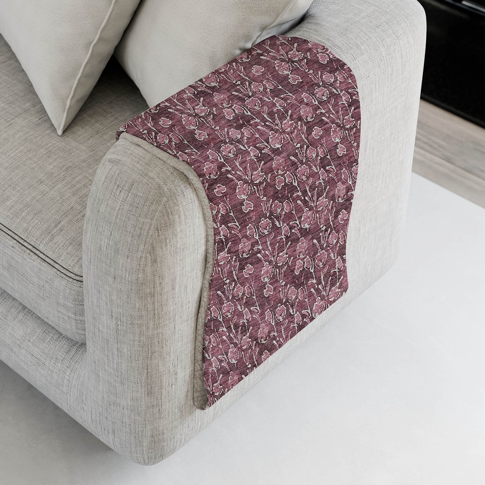 Premium Machine Washable Modern Floral Sherpa Throw Blanket