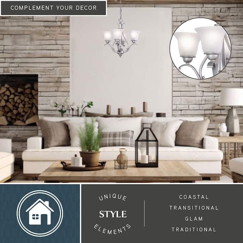 Monrovia 4 Light Brushed Nickel Mini Chandelier White Glass - 18.5-in W x 18-in H x 18.5-in D