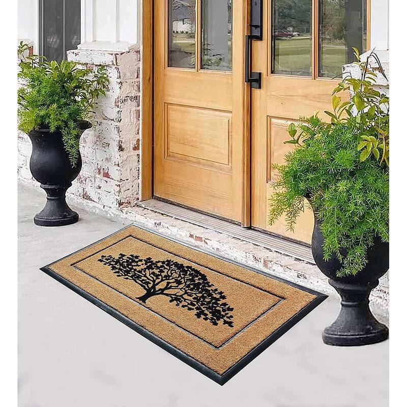 A1HC Natural Coir & Rubber Hand Flocked Large Door Mat