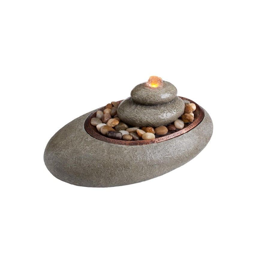 Homedics Mirra Oceanside Relaxation Fountain | Tabletop Water Feature with LED Light & Adjustable Water Flow