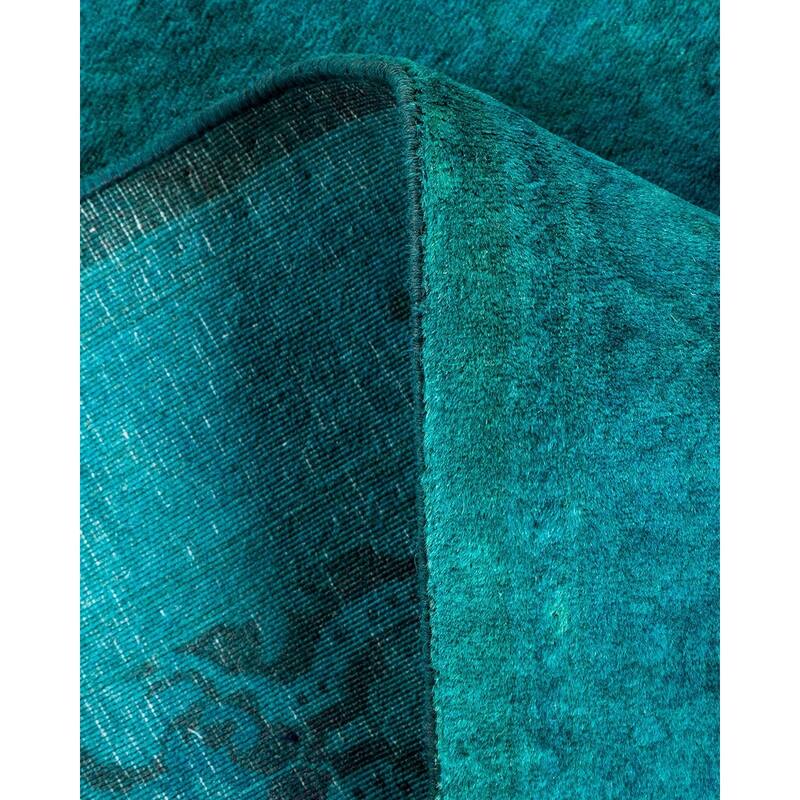 Overton Hand Knotted Wool Vintage Inspired Modern Contemporary Overdyed Blue Runner Rug - 2' 7" x 18' 3"