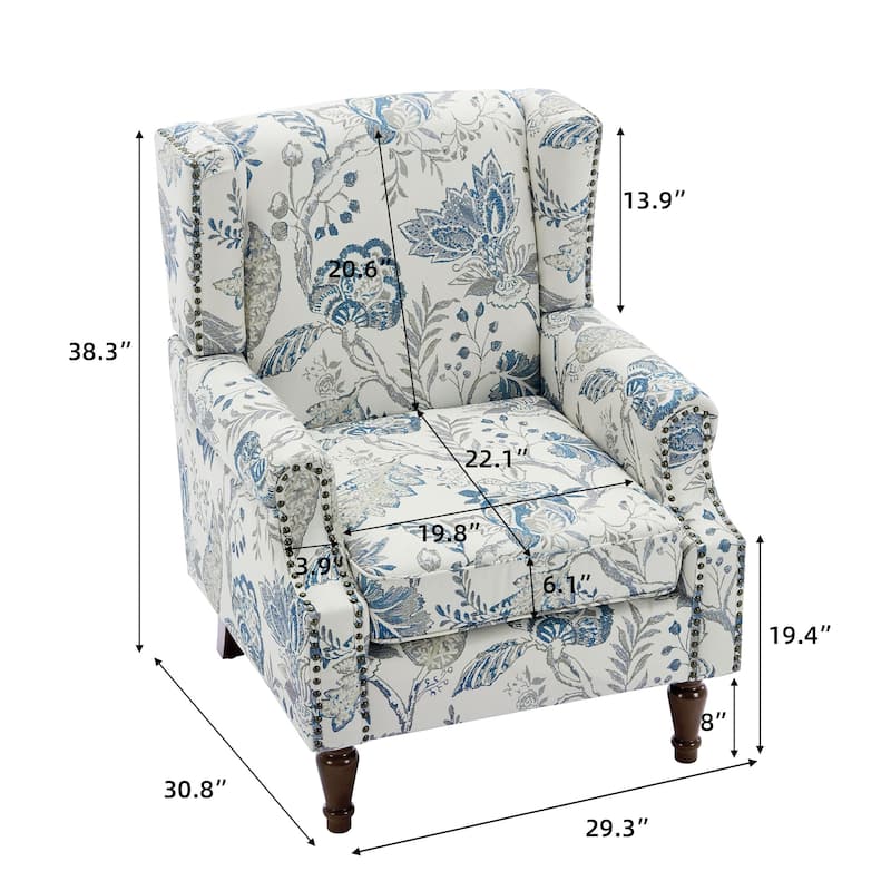 Traditional Nailhead Trim Armchair Accent Chairs Set of 2