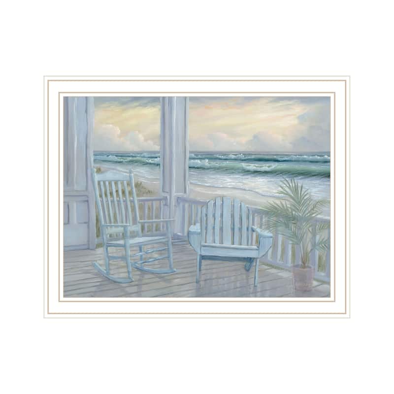 TrendyDecor4U Coastal "Coastal Porch II" Framed Print Wall Art - White