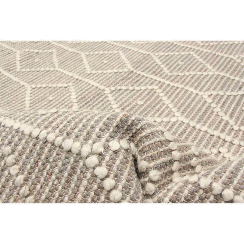 ECARPETGALLERY Braid weave Sienna Grey Wool Rug - 5'0 x 8'1