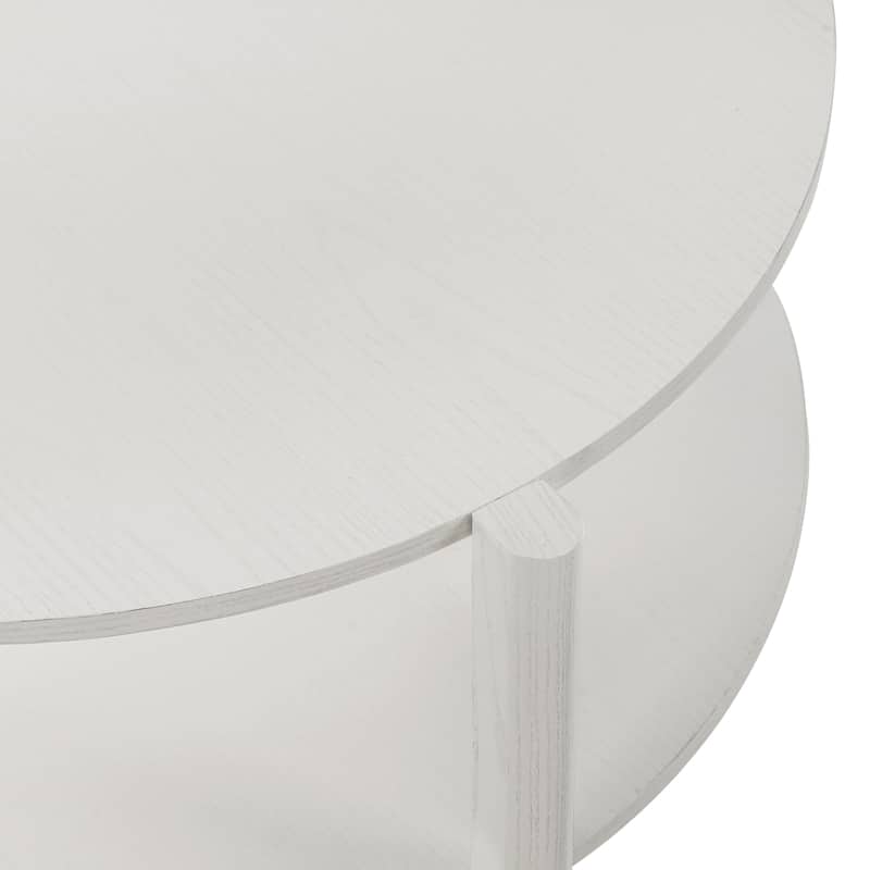 Furniture of America Rovion Round Wood Coffee Table with Open Bottom Shelf