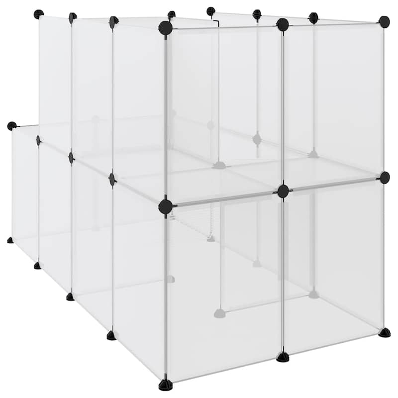 vidaXL Small Animal Cage Black/Transparent 55.9"x29.1"x36.6" PP and Steel