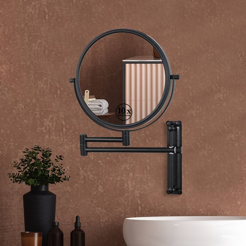 Hansabenne 8" x 8" Height Adjustable Wall Mirror Makeup Mirror Magnifying Vanity Mirror