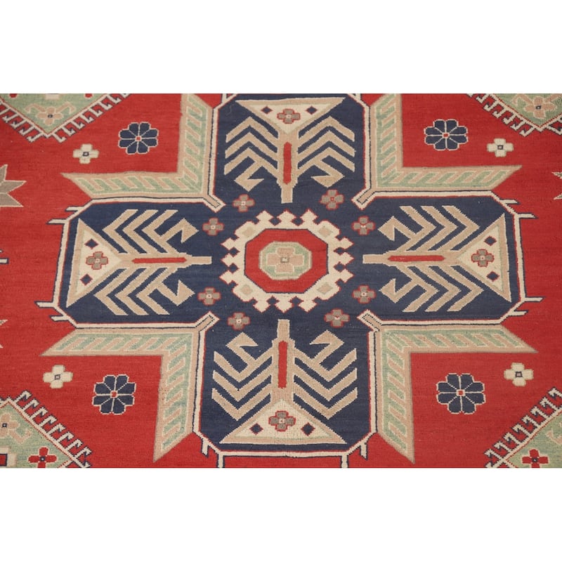 Geometric Kazak Rug Hand-Knotted Wool Carpet - 8'2"x 9'9"