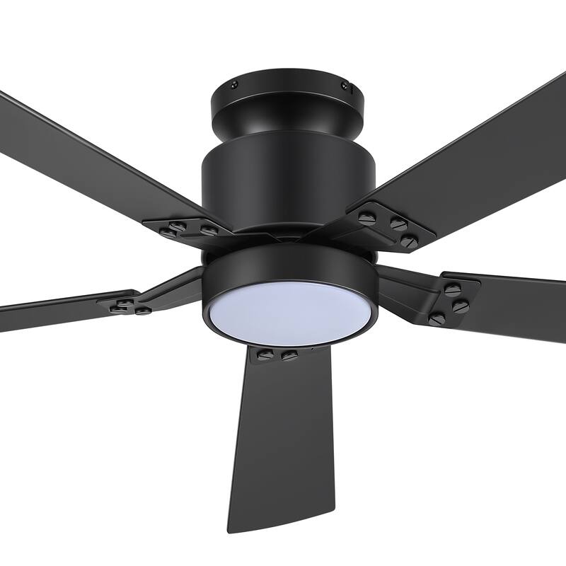 52-Inch Matte Black Ceiling Fan with RGB LED Light and Remote((5 Reversible Blades)