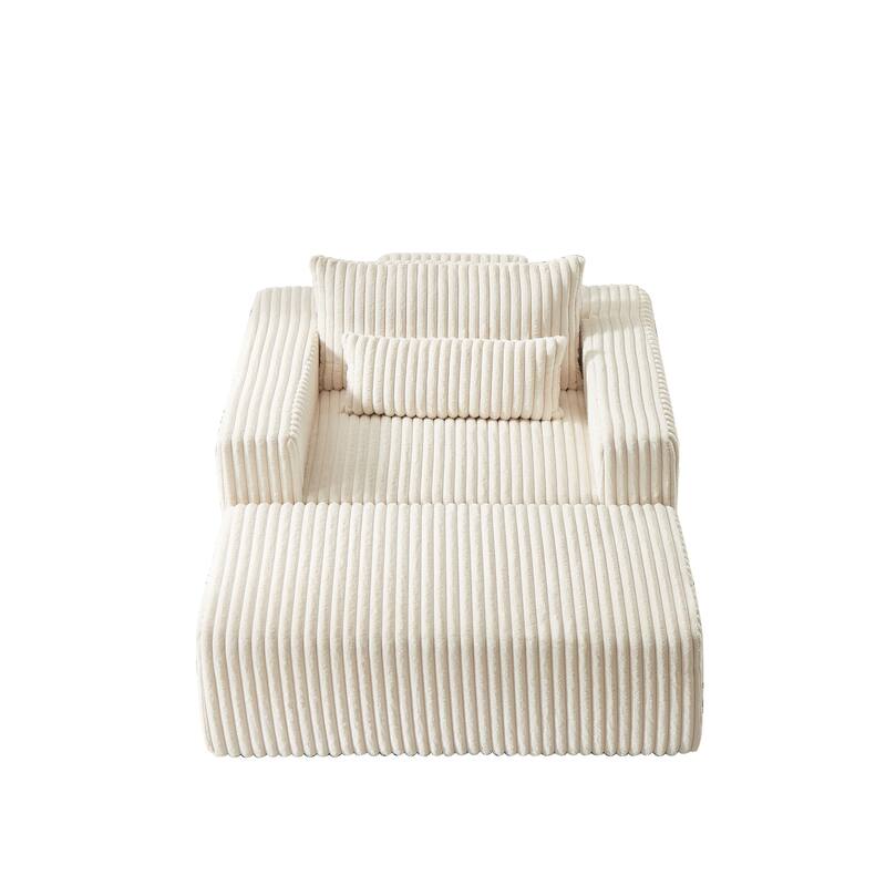 75-Inch Plush Corduroy Fabric Sofa Set with Removable Footrest for Livingroom Fluffy Modular Sleeper Sofa Chair
