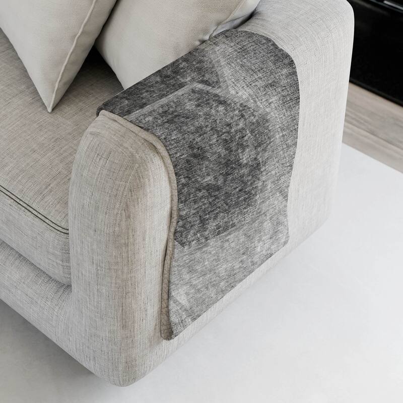 Premium Machine Washable Modern Geo Sherpa Throw Blanket - Gray - 4'2" x 5'10"