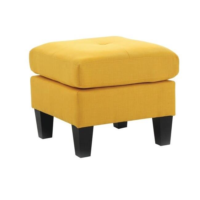 Twill Tufted Ottoman - Yellow
