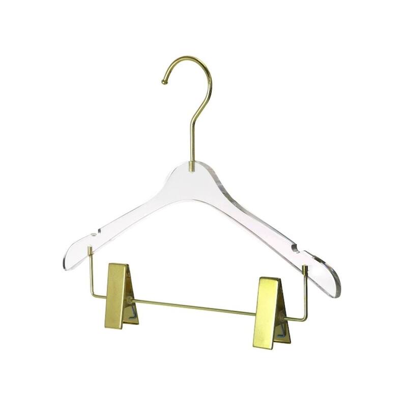 YBM Home Quality Acrylic Clear Hangers with Clips, Baby - Pack of 1 - Gold