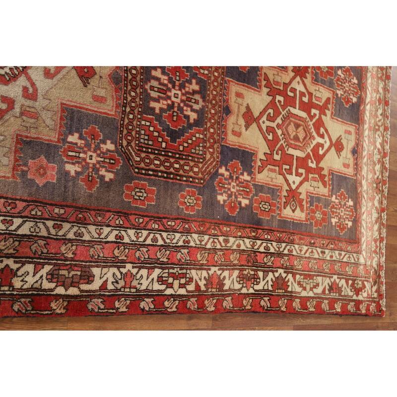 Blue Ardebil Persian Runner Rug Hand-knotted Vintage Wool Carpet - 4'4"x 10'4"