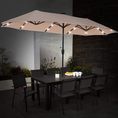 13ft Outdoor Patio Umbrella with LED Lights