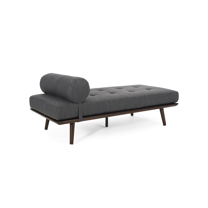 Charcoal 64" Tufted Chaise Lounge Chair with Wood Frame