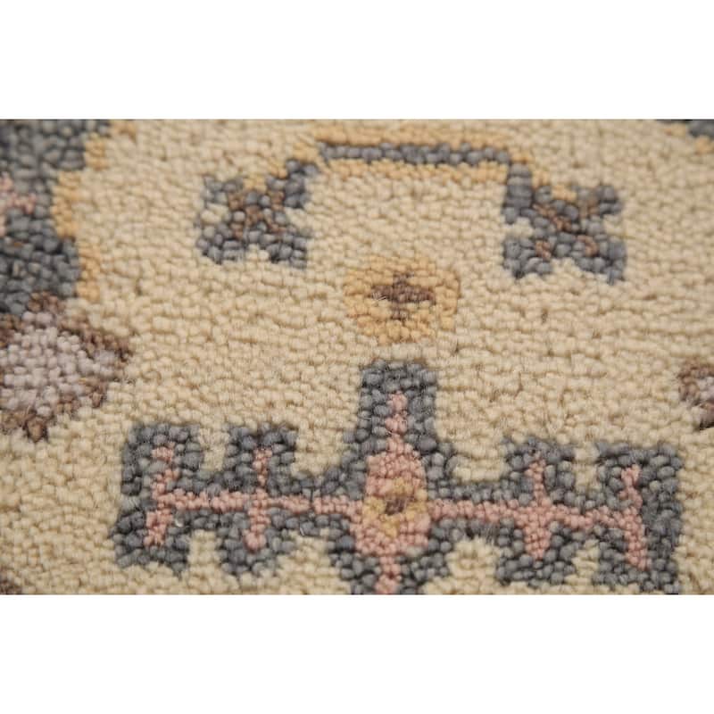 Earth Tone Oushak Oriental Runner Rug Handmade Beige Wool Carpet - 2'7" x 8'1"
