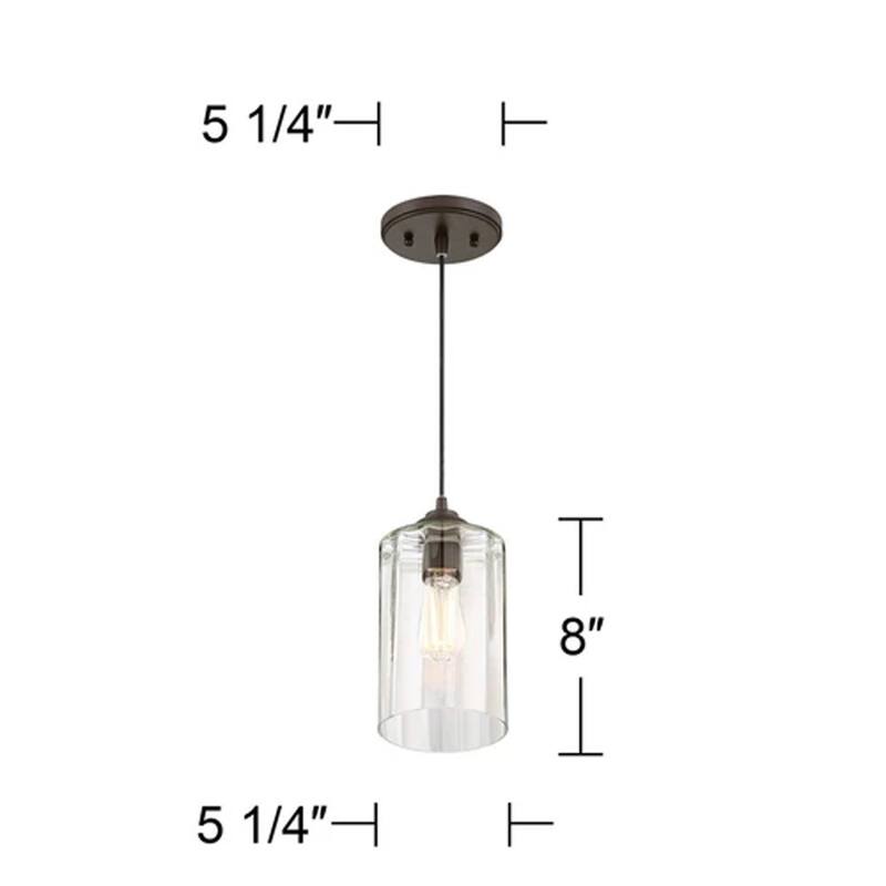 Bronze Mini Pendant Light 5 1/4" Modern LED Glass for Kitchen Island - 5" x 96"