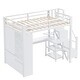 preview thumbnail 13 of 11, Full Size Loft Bed with Built-in Desk and Wardrobe, Kids Metal Bed Frame with USB Ports, 5-layer Shelf for Bedroom