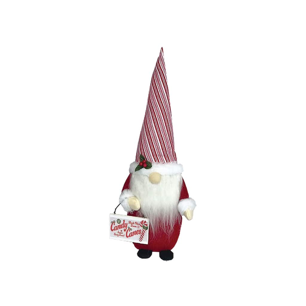 18" Red White "Candy Canes" Gnome Christmas Figure With Striped Hat