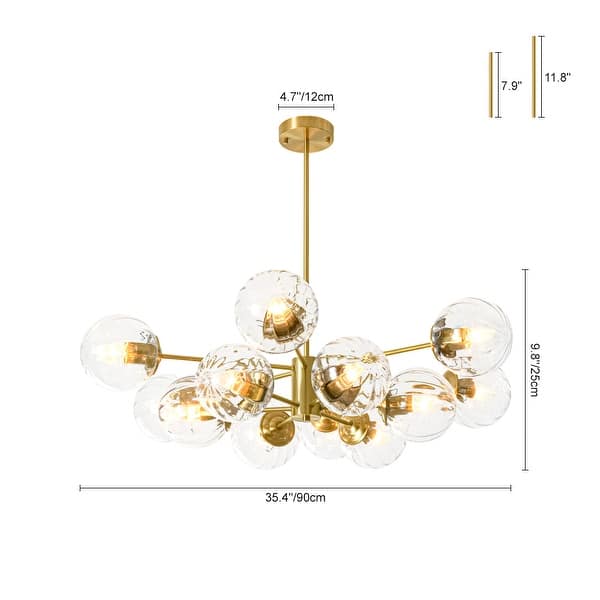 Glam 2-Tier Clear Ribbed Glass Bubble Sputnik Chandelier 35.4in