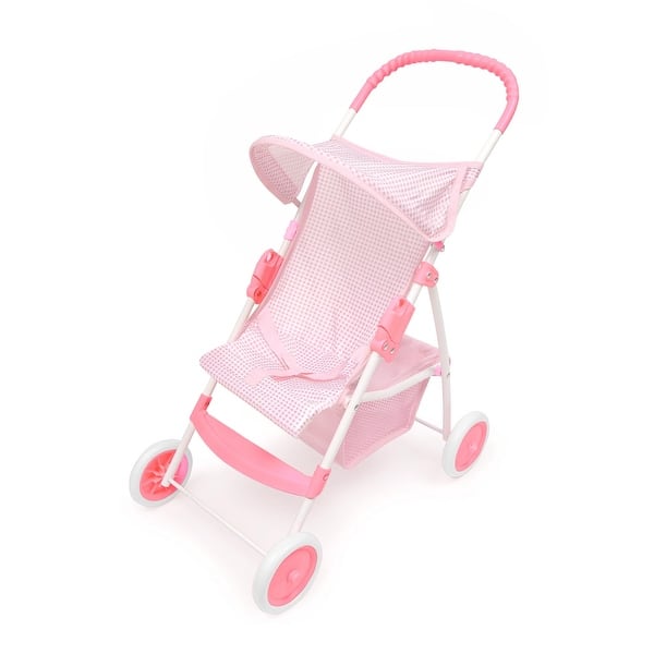 slide 2 of 10, Badger Basket Folding Doll Umbrella Stroller - Pink/Gingham