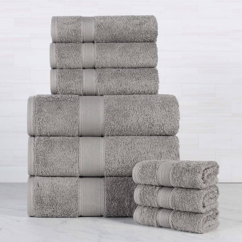 Superior Oregon Organic Cotton Solid 9-Piece Towel Set - Silver
