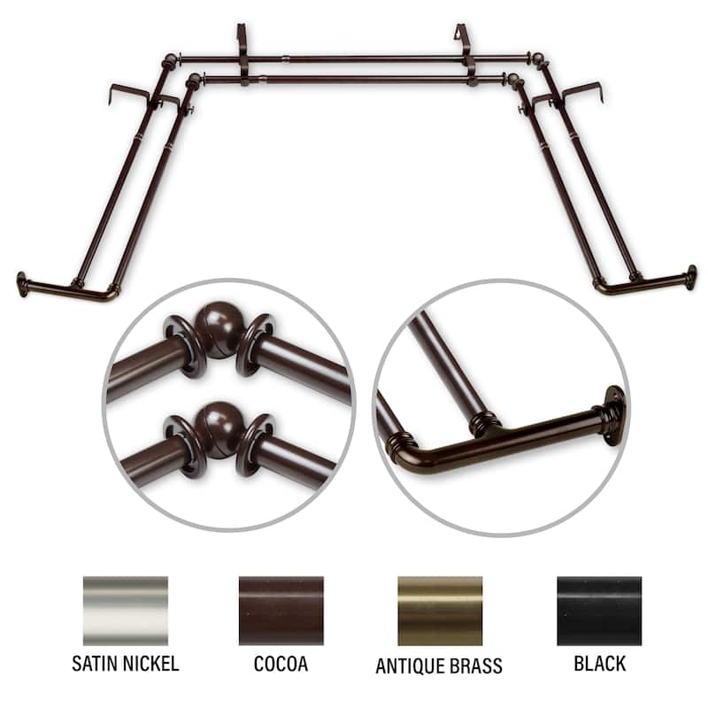 InStyleDesign 5/8 inch Double Blackout Bay Curtain Rod 20"-36", 38"-72"